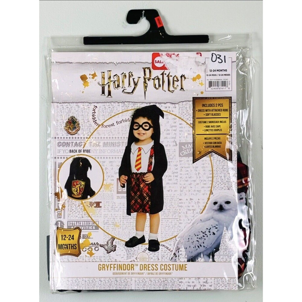 NEW Girl Harry Potter Infant 18-24mo Gryffindor Dress/Robe Soft Glasses Costume